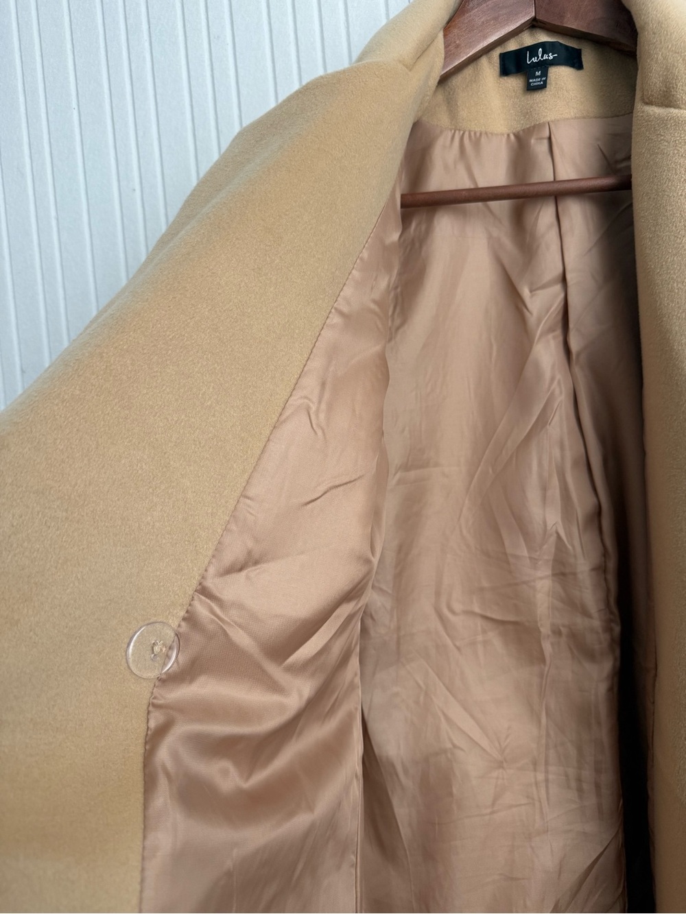 Lulus Harriet Long Double-breasted Tan Coat Brown - Size M - Picture 4 of 5